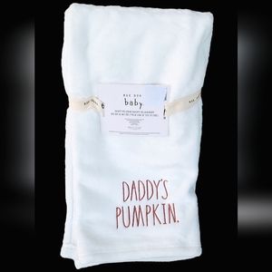 🆕Rae Dunn 30×40 DADDYS PUMPKIN Plush Baby Blanket
